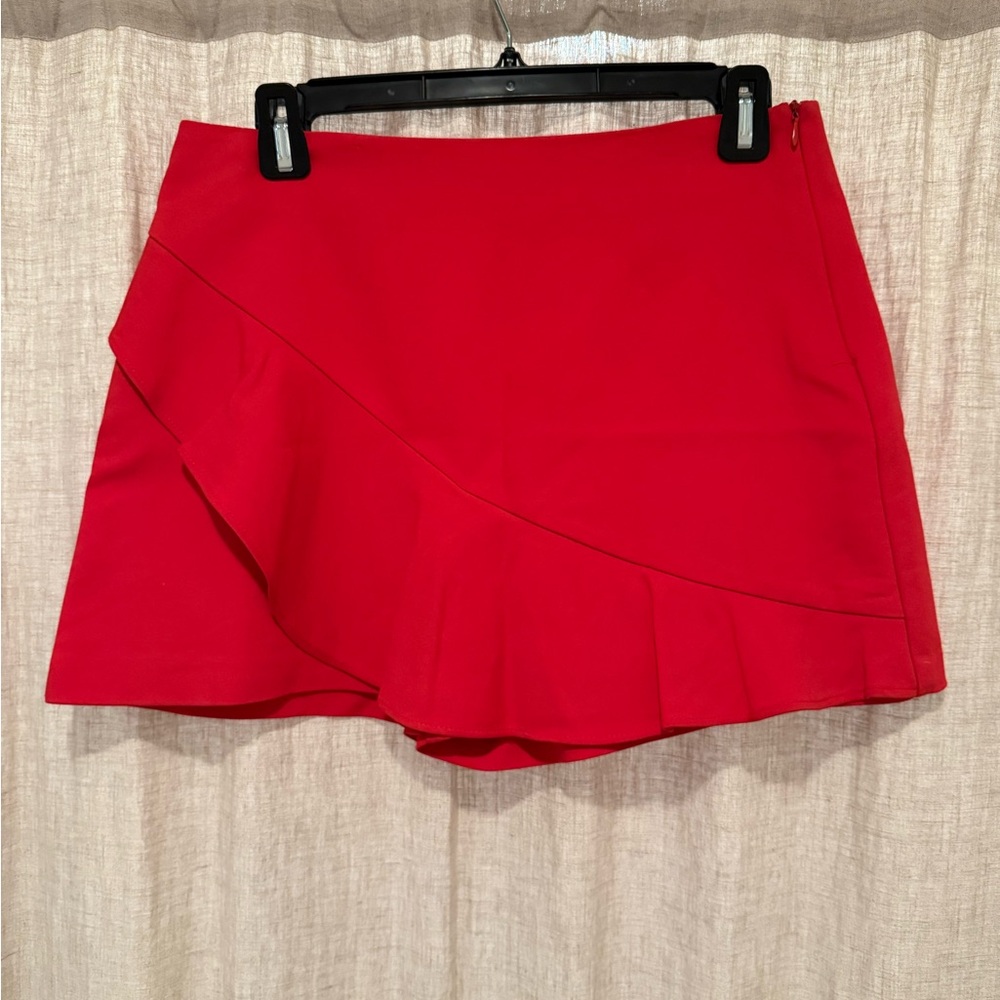 Zara Red Ruffle Mini Skort